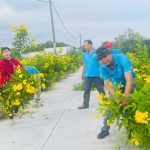 Hội Nông dân xã Hưng Long ra quân trồng hoa, chỉnh trang tuyến đường “sáng – xanh – sạch – đẹp”